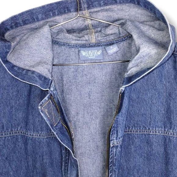 Vintage Bill Blass Women's Jean Jacket Hoodie Front Zip Pockets LS Size 1X - Picture 3 of 12